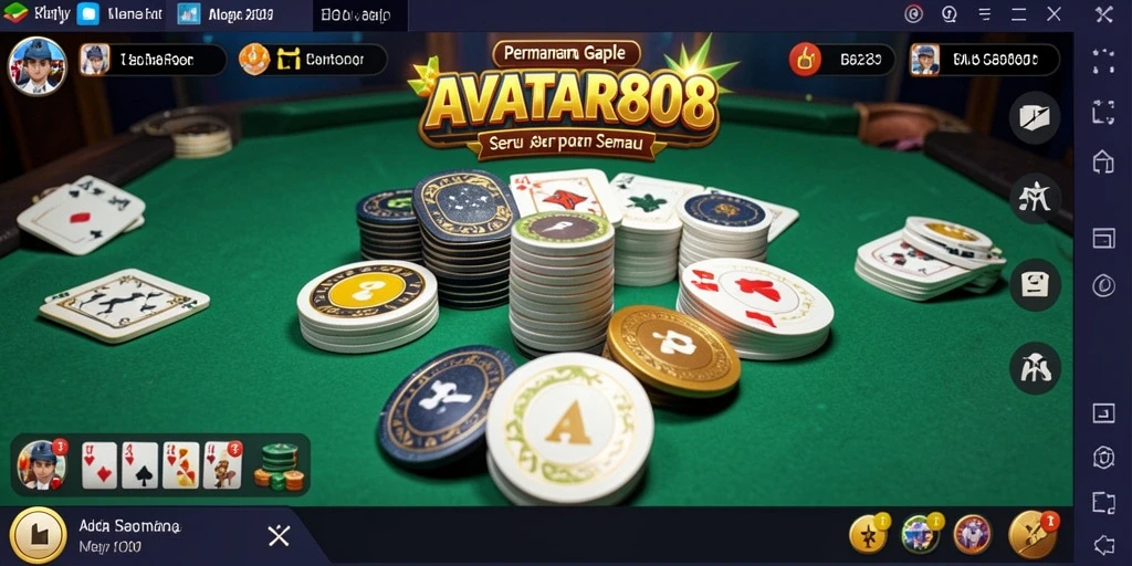Tampilan gameplay seru dari AVATAR808 yang menampilkan keseruan Gaple.