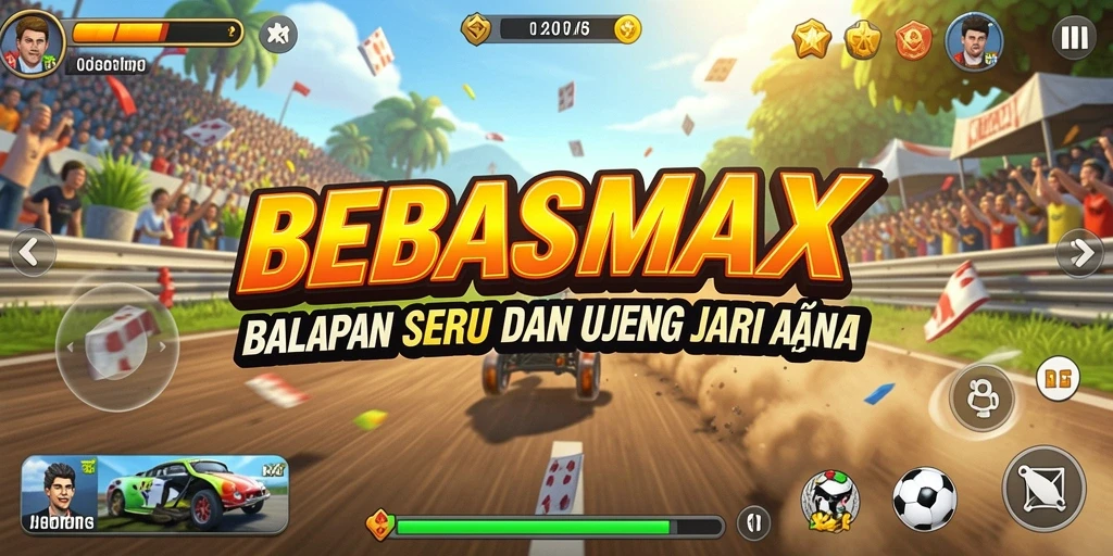 Menampilkan momen balap penuh aksi dalam BEBASMAX.