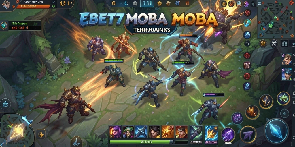 Screenshot gameplay menegangkan dalam pertempuran MOBA.