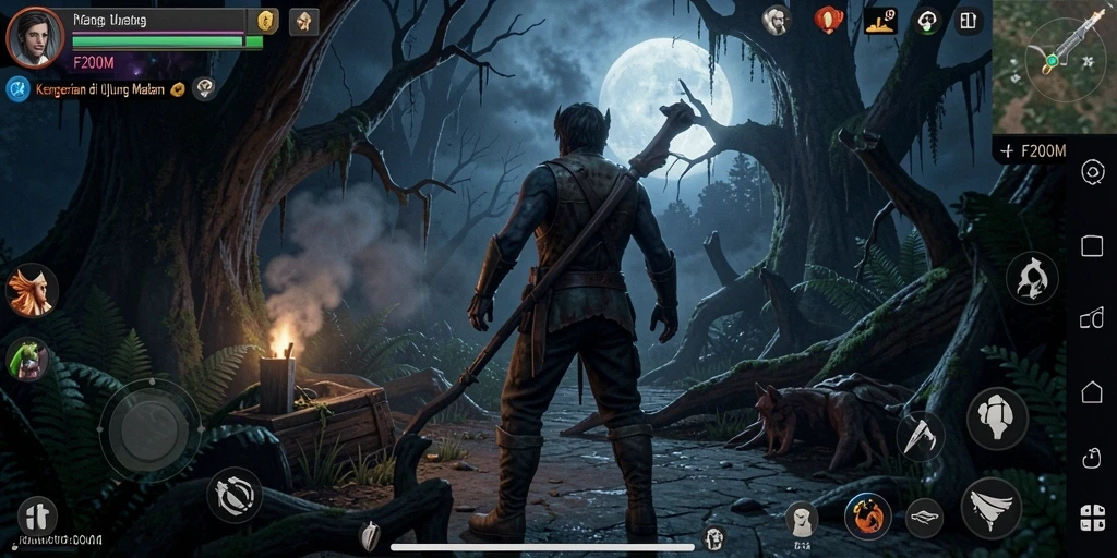 Screenshot gameplay F200M yang menegangkan dan menyeramkan.