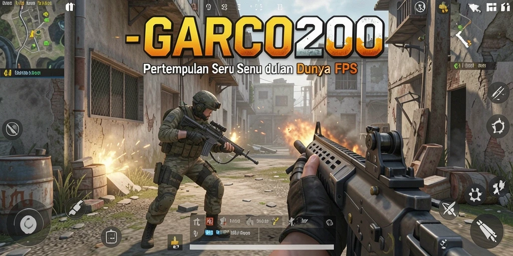 Screenshot GARCO200 menunjukkan pertarungan intens di arena FPS.