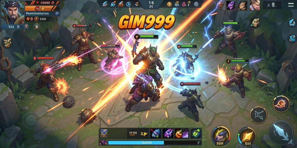 Tampilan seru gameplay pertarungan tim di GIM999.