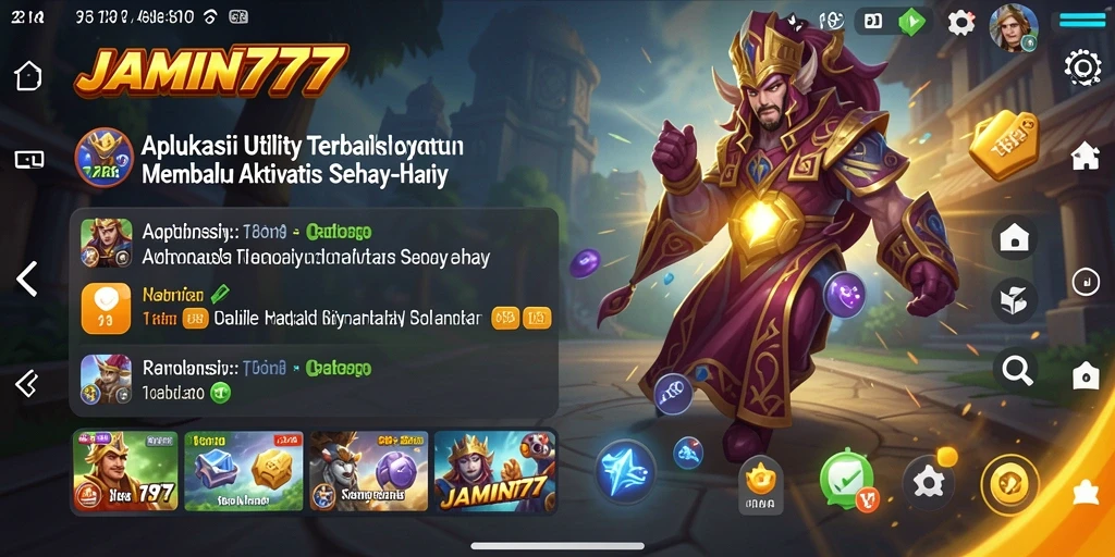 Tampilan aplikasi JAMIN777 dengan fitur utility yang lengkap dan mudah digunakan.