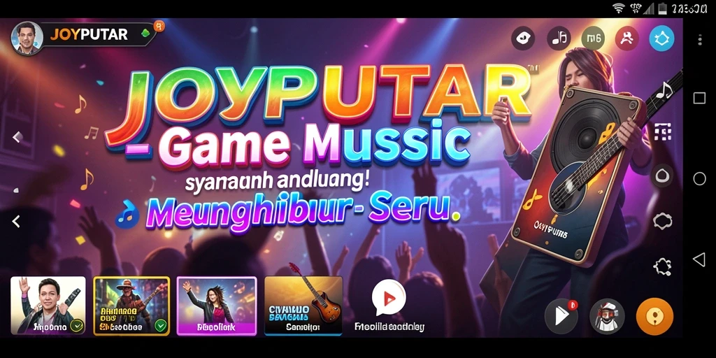 Menampilkan gameplay interaktif dalam permainan musik JOYPUTAR.