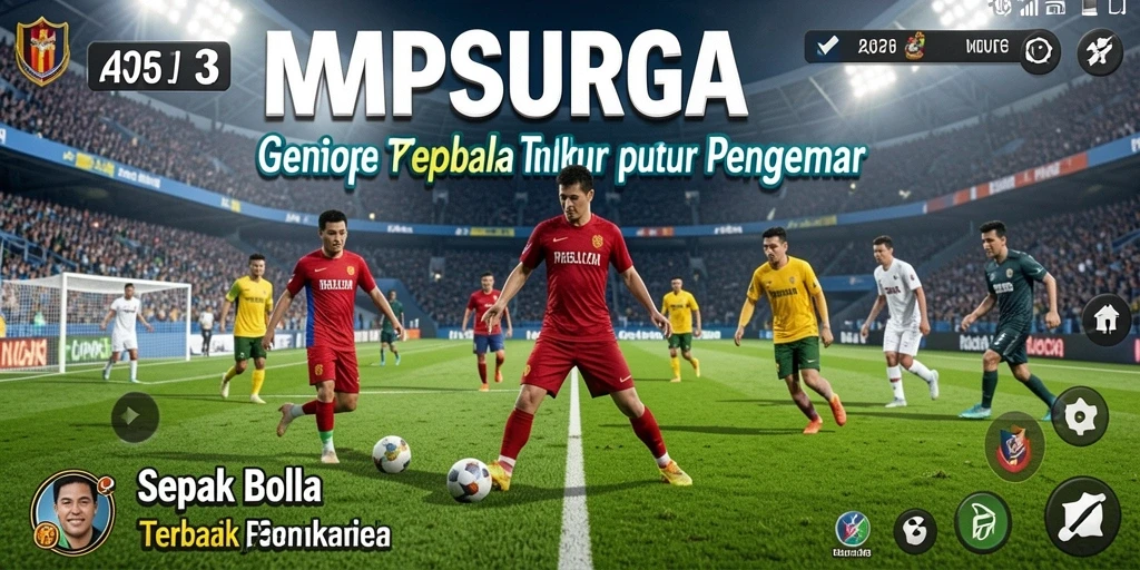 Gameplay MPOSURGA menampilkan aksi sepak bola yang mendebarkan.