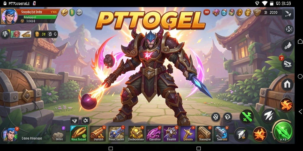 Screenshot PTTOGEL menampilkan suasana pertempuran strategis yang mendebarkan.